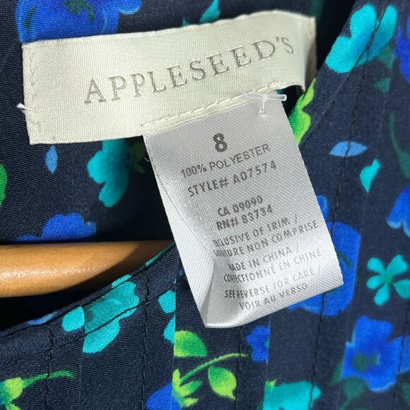 Appleseeds Blue Floral Midi Peasant Dress Sz 8 - Picture 5 of 9